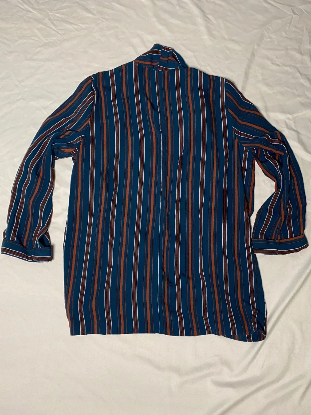 Relaxed Blazer Blue with Terracotta & White Pinstripe + Pockets Sienna Sky SZ Lg